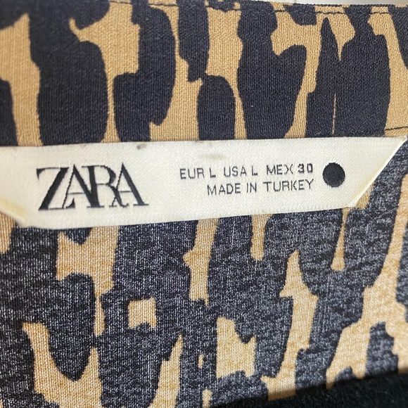 Zara The Claris Dress Leopard Print Black Tan - Women’s Babydoll Ruffle Large - Picture 5 of 11